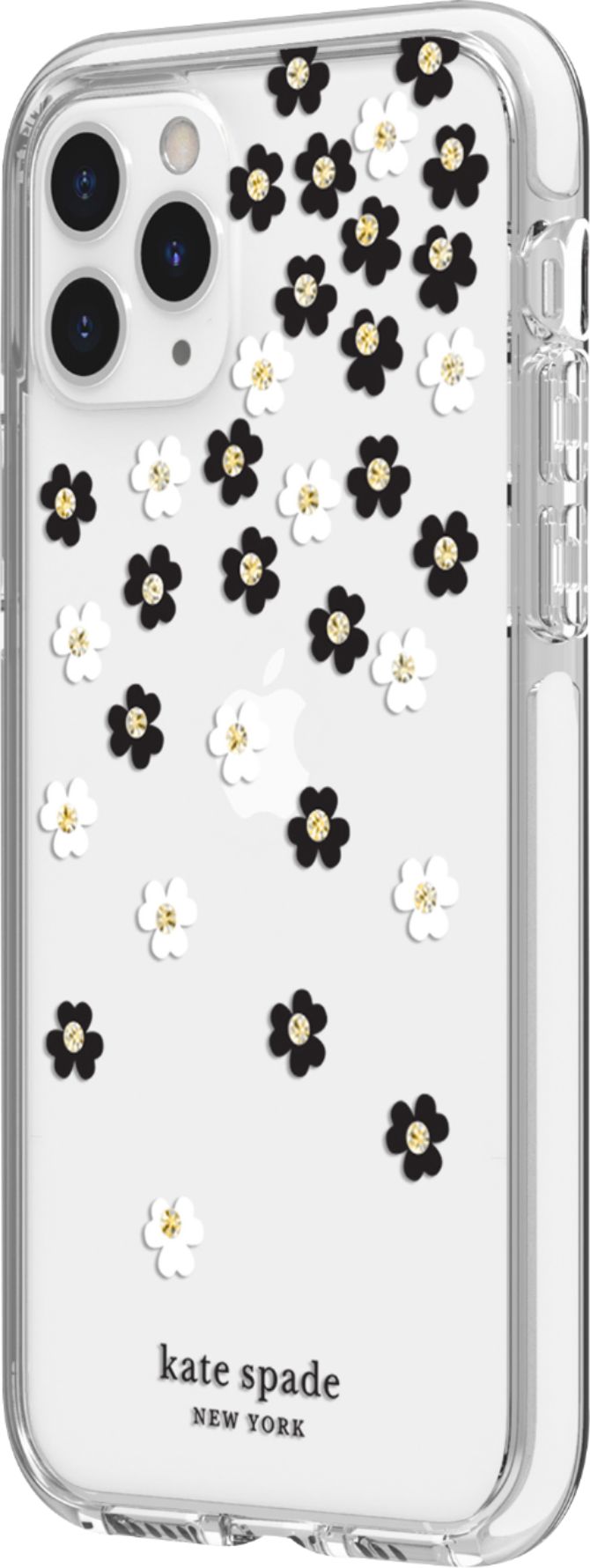Left View: kate spade new york - Defensive Hardshell Case for Apple® iPhone® 11 Pro - Scatter Flower Black/White