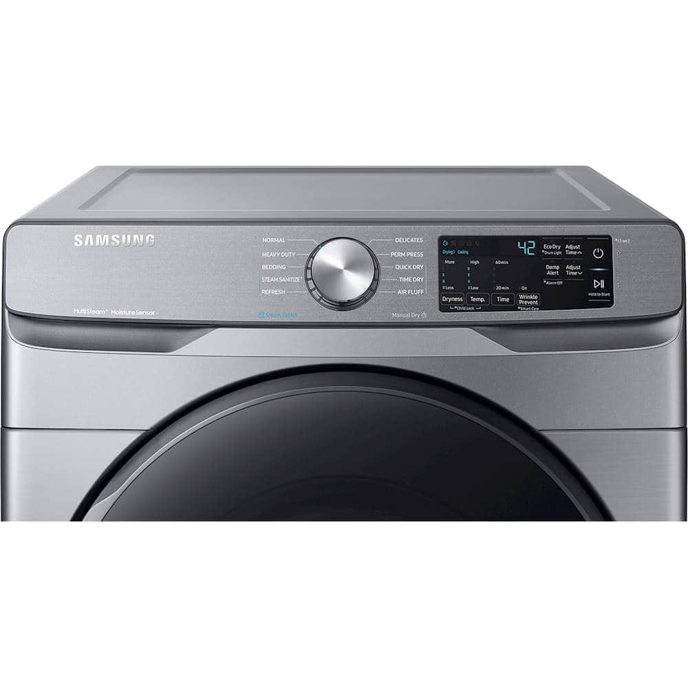 Alt View 1. Samsung - 7.5 Cu. Ft. Stackable Gas Dryer with Steam and Sensor Dry - Platinum.