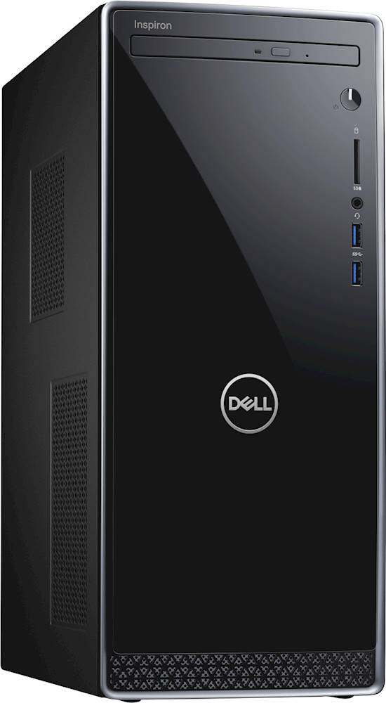Angle View: Dell - Inspiron Desktop - Intel Core i3 - 8GB Memory - 1TB HDD - Black With Silver Trim