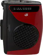 Front. GPX - Cassette Player with AM/FM Radio - Black/Red.