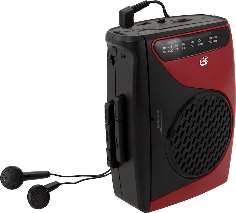 Alt View 11. GPX - Cassette Player with AM/FM Radio - Black/Red.