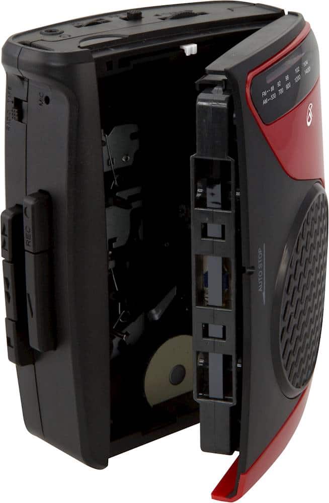 Alt View 12. GPX - Cassette Player with AM/FM Radio - Black/Red.