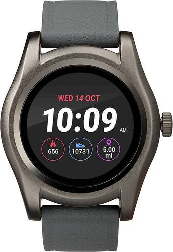UPC 194366000078 product image for iConnect by Timex - Round Smartwatch 45mm Alloy - Gunmetal with Gray Silicone St | upcitemdb.com