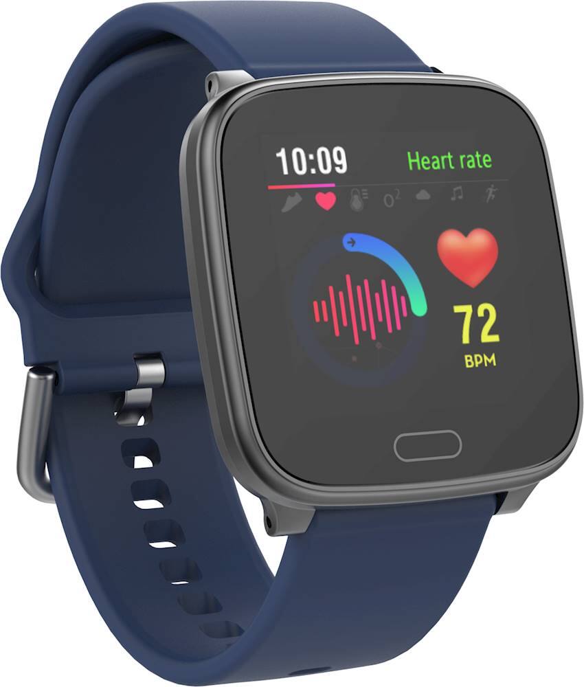 Angle View: iConnect by Timex - Active Smartwatch 37mm Resin - Blue/Gunmetal