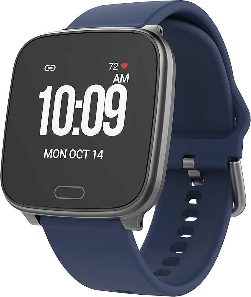 Left View: iConnect by Timex - Active Smartwatch 37mm Resin - Blue/Gunmetal