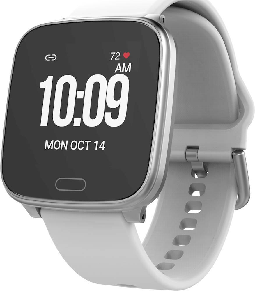 Left View: iConnect by Timex - Active Smartwatch 37mm Resin - Gray/Silver