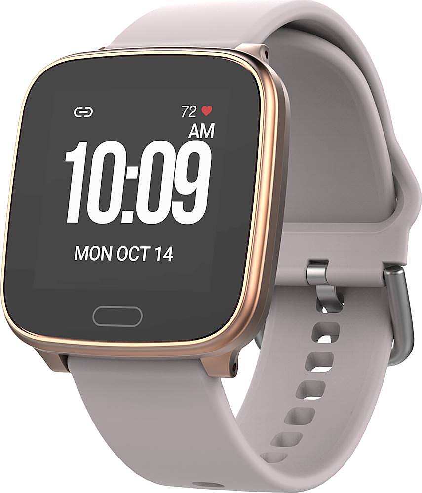 Left View: iConnect by Timex - Active Smartwatch 37mm Resin - Blush/Gold