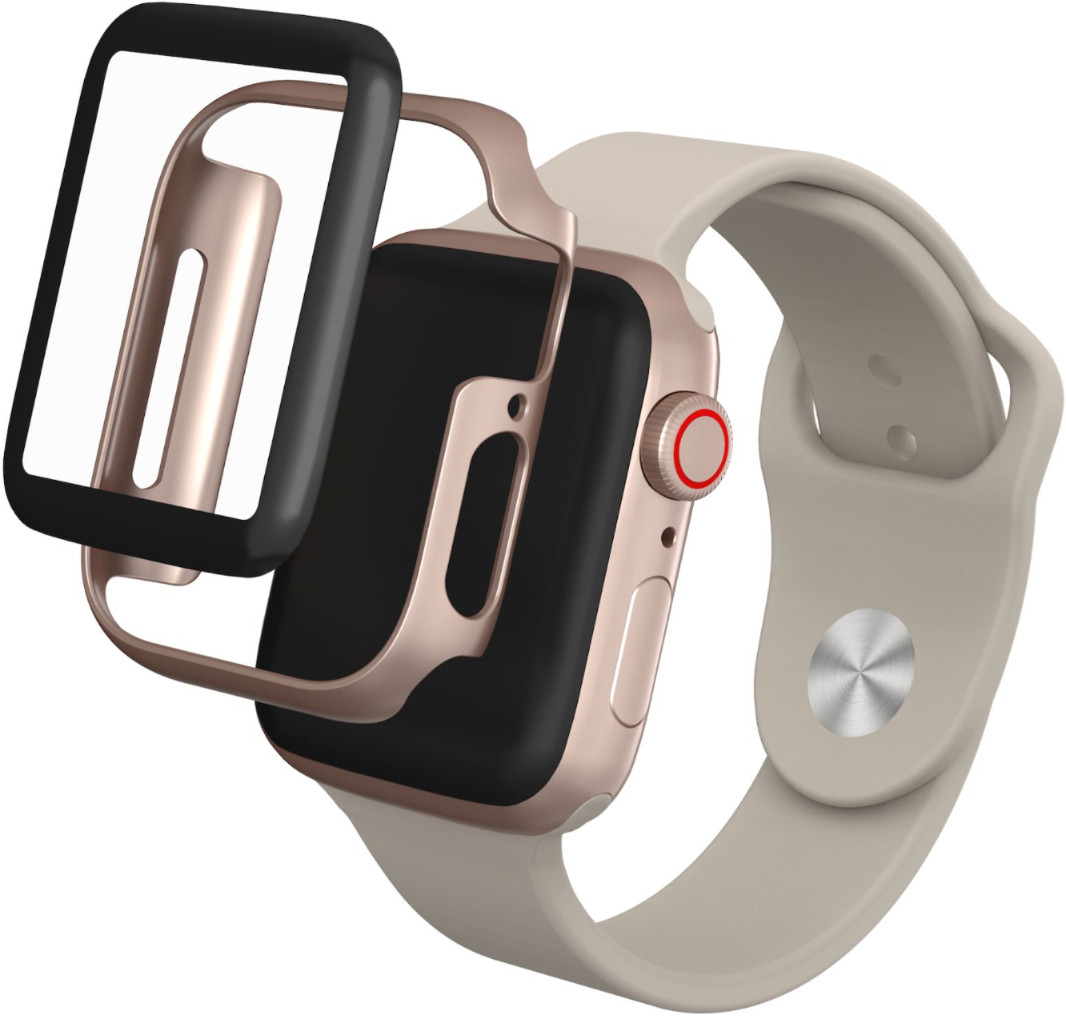Angle View: ZAGG - InvisibleShield GlassFusion 360 Screen Protector for Apple Watch Series 4, Series 5, SE, Series 6 40mm - Gold