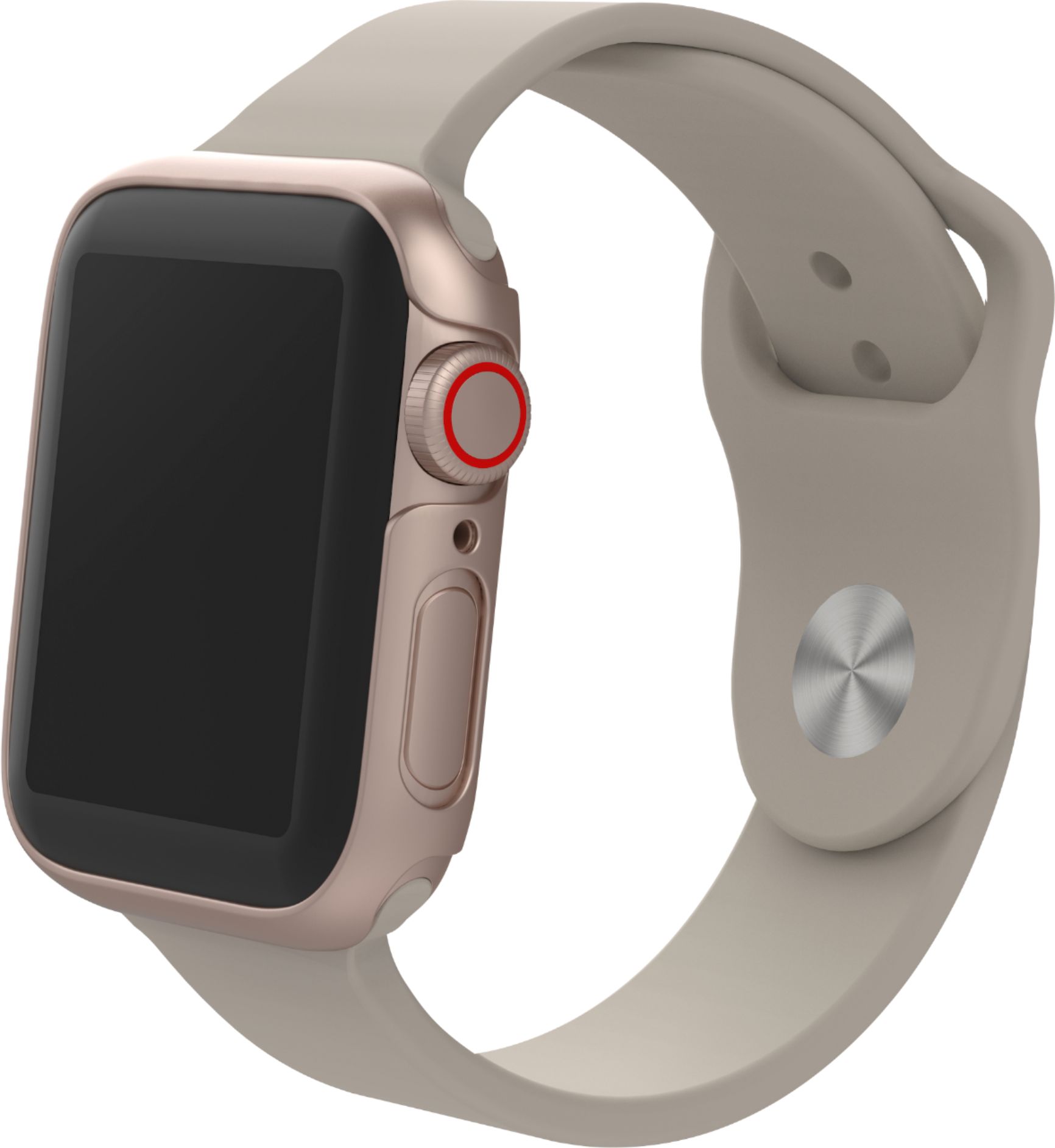 Left View: ZAGG - InvisibleShield GlassFusion 360 Screen Protector for Apple Watch Series 4, Series 5, SE, Series 6 40mm - Gold