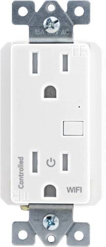 GE - myTouchSmart Receptacle Wi-Fi Smart Outlet - White/Light Almond