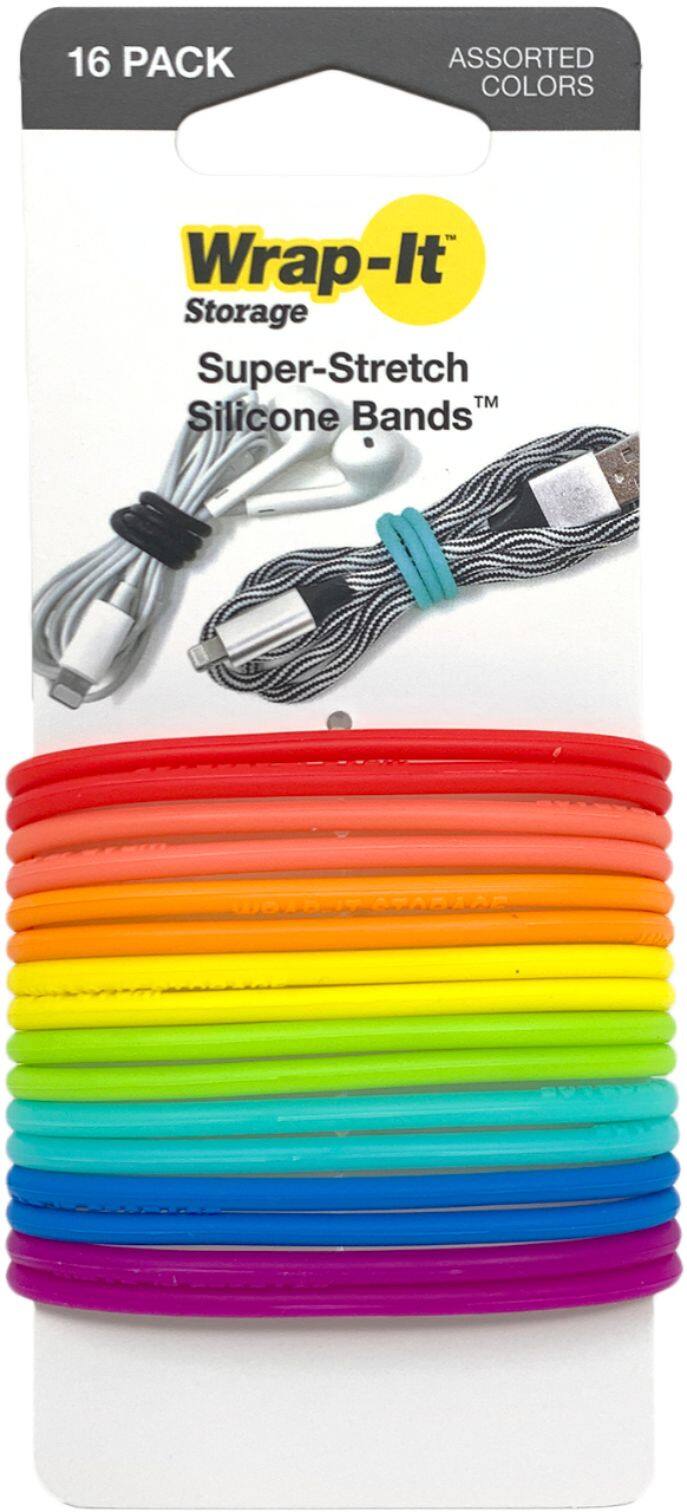 Alt View 11. Wrap-It Storage - Super-Stretch Silicone Bands (16-Pack) - Assorted Colors.