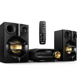 Philips - FX10 Home Bluetooth Stereo System With CD Player, MP3, USB, FM Radio, Bass Reflex Speaker, 230W RMS, Remote Control - Black