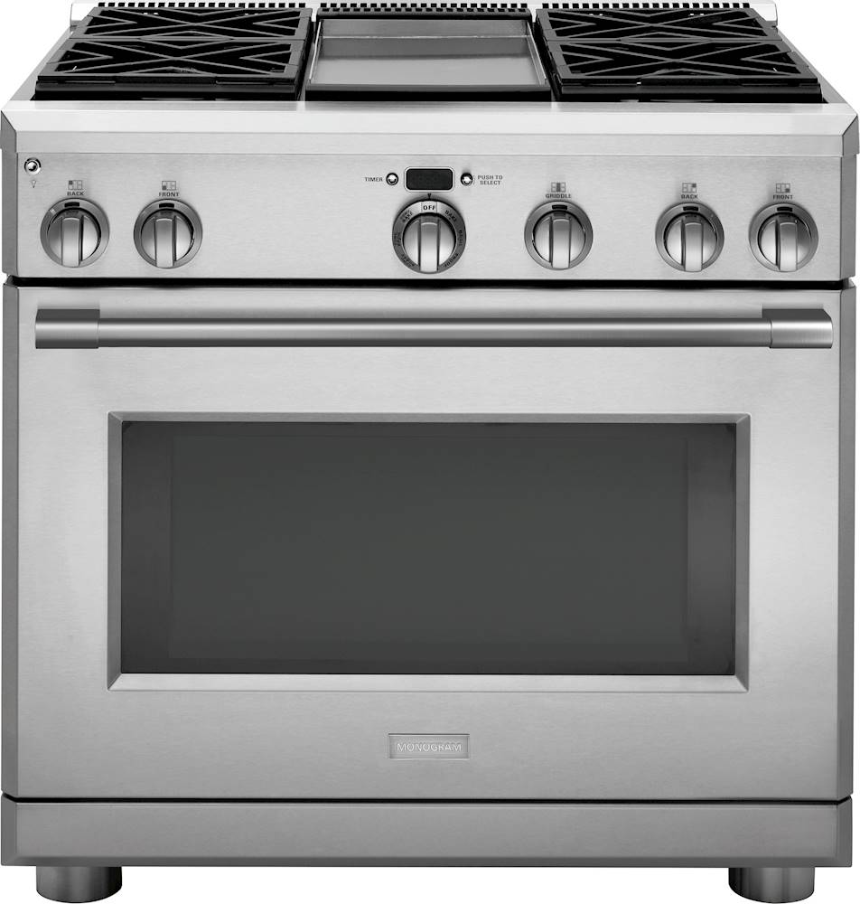 Monogram 36 in. 5-Burner Smart Natural Gas Cooktop with Griddle, Simmer  Burner & Power Burner - Stainless Steel