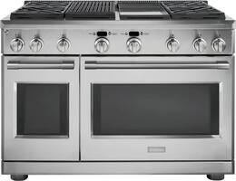 Monogram - Statement Collection 8.25 Cu. Ft. Freestanding Double Oven Dual Fuel Range with Self-Cleaning with Grill and Griddle - Stainless steel - Front_Zoom