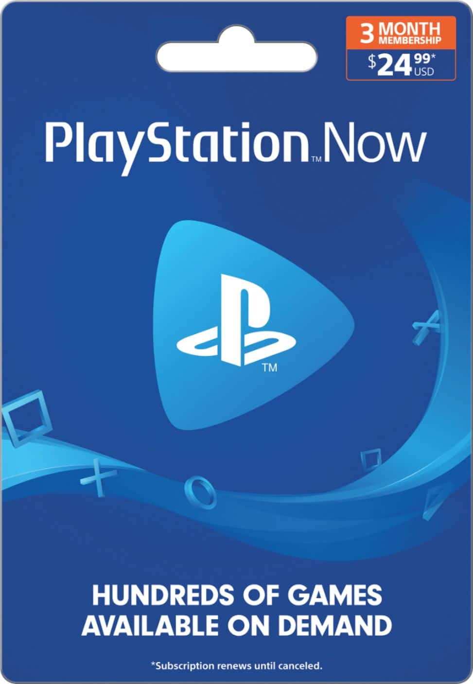 Front. Sony - $24.99 PlayStation Now 3-Month Membership - Blue.