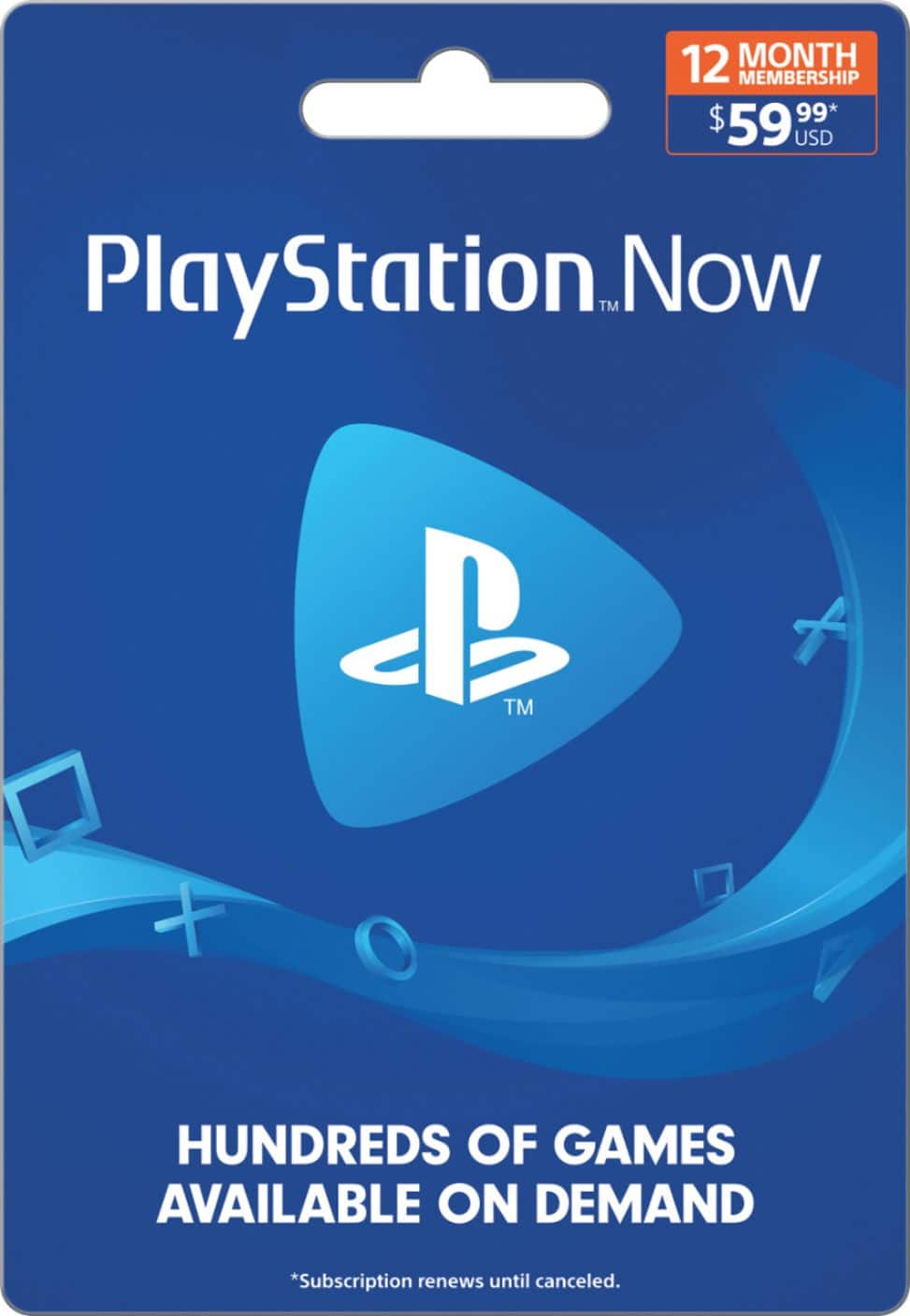 Front. Sony - $59.99 PlayStation Now 12-Month Membership - Blue.