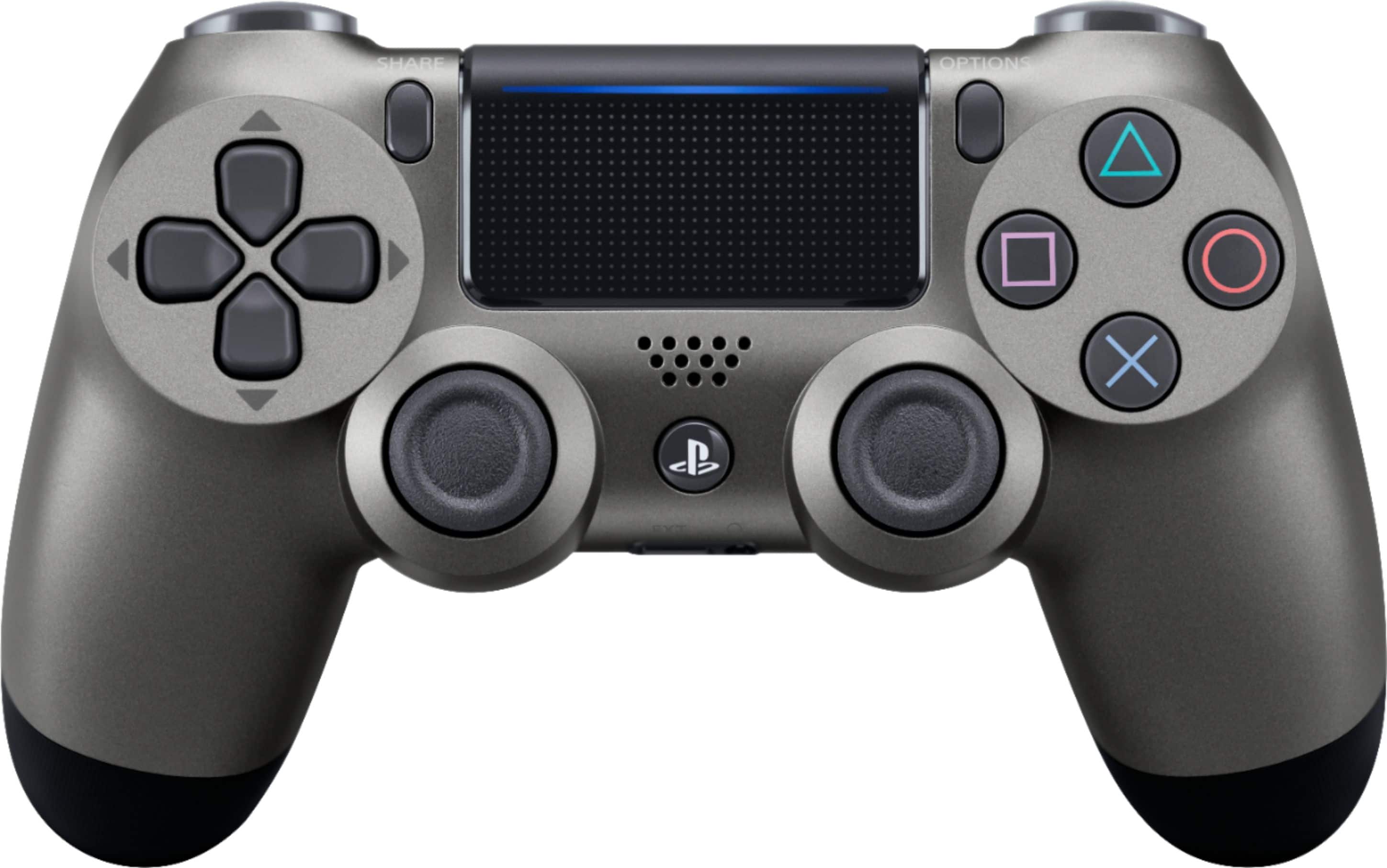 Front. Sony - Geek Squad Certified Refurbished DualShock 4 Wireless Controller for PlayStation 4 - Steel Black.