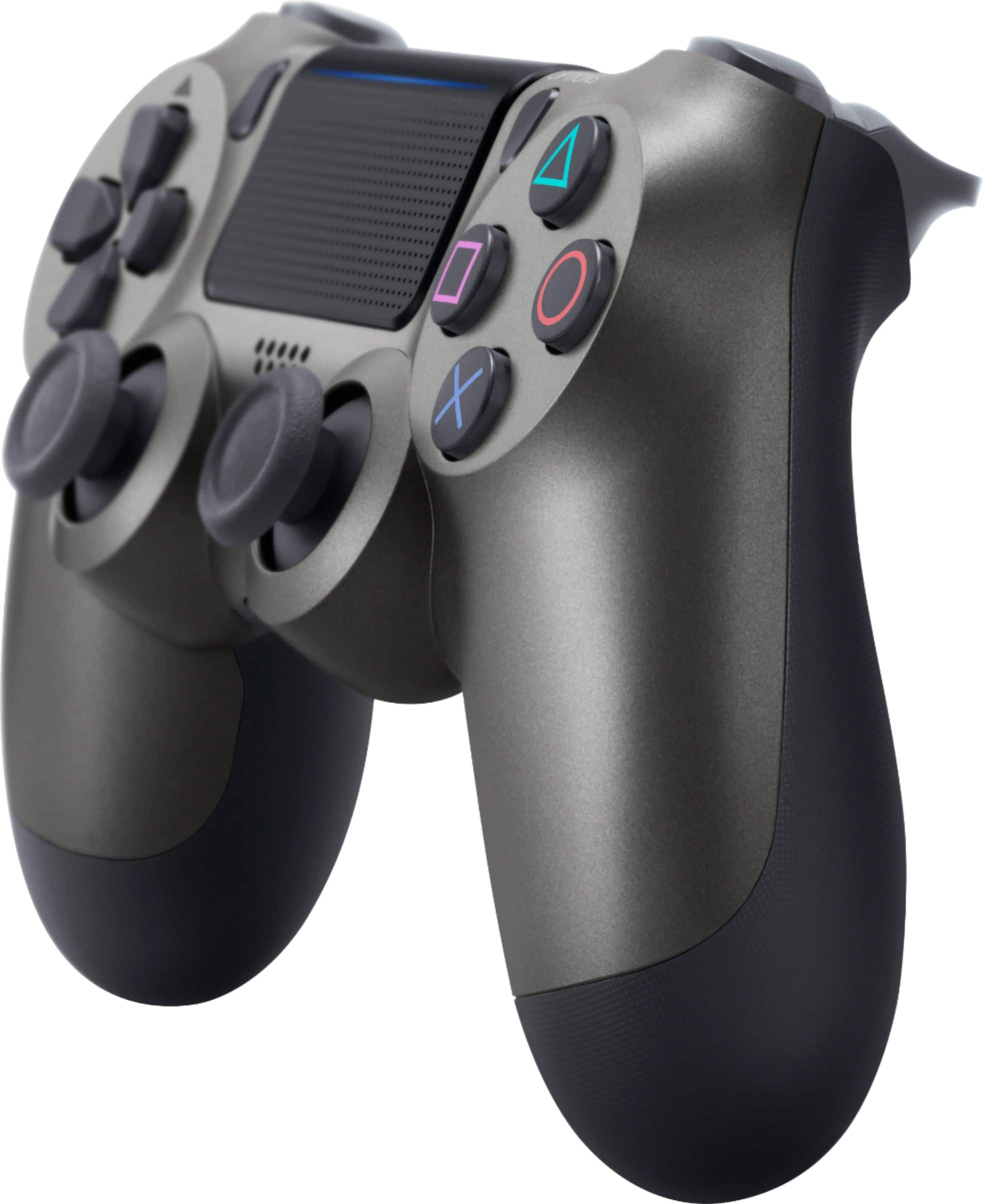 Left. Sony - Geek Squad Certified Refurbished DualShock 4 Wireless Controller for PlayStation 4 - Steel Black.