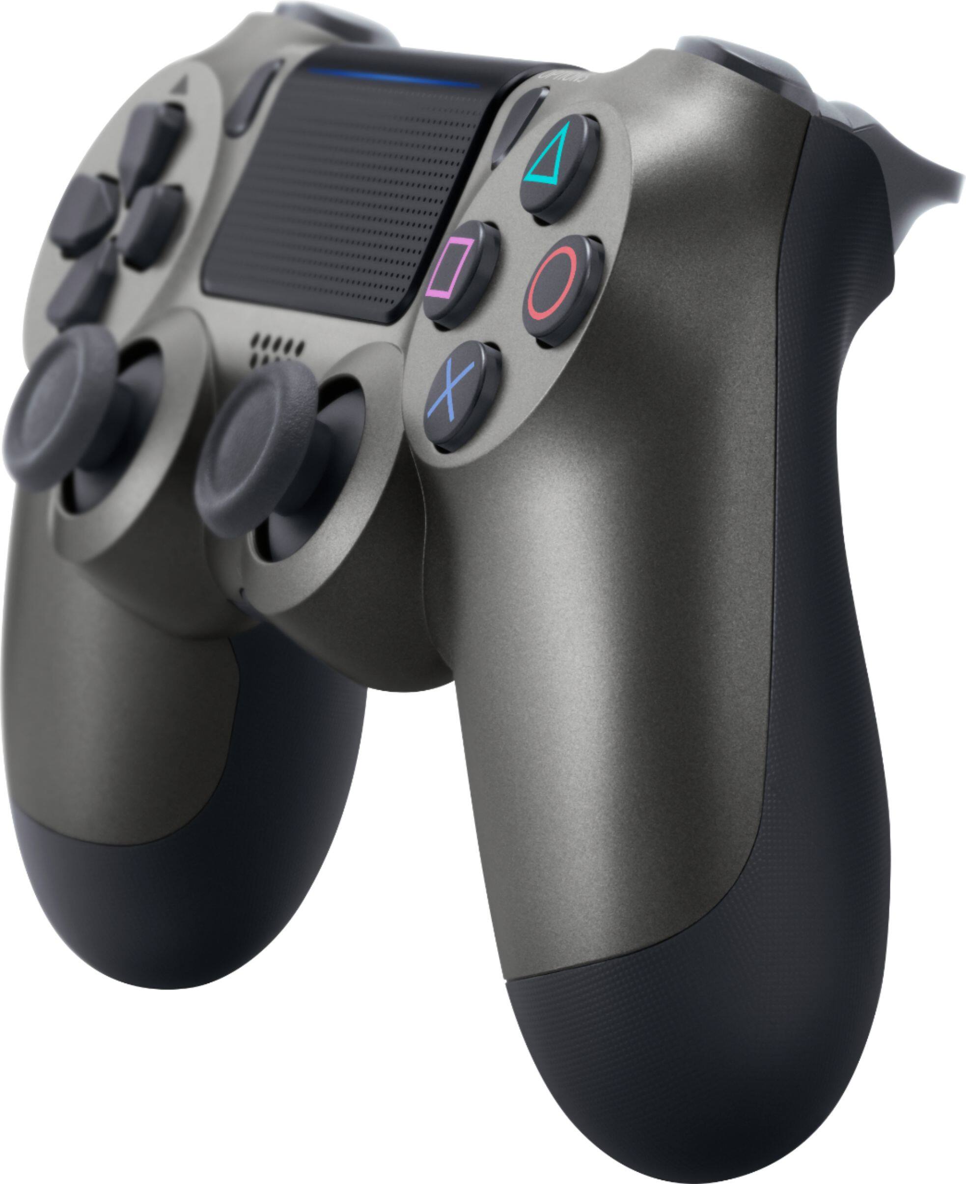 Left. Sony - Geek Squad Certified Refurbished DualShock 4 Wireless Controller for PlayStation 4 - Steel Black.
