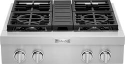 KitchenAid - Commercial-Style 30" Built-In Gas Cooktop with 4 Burners - Stainless Steel - Front_Zoom