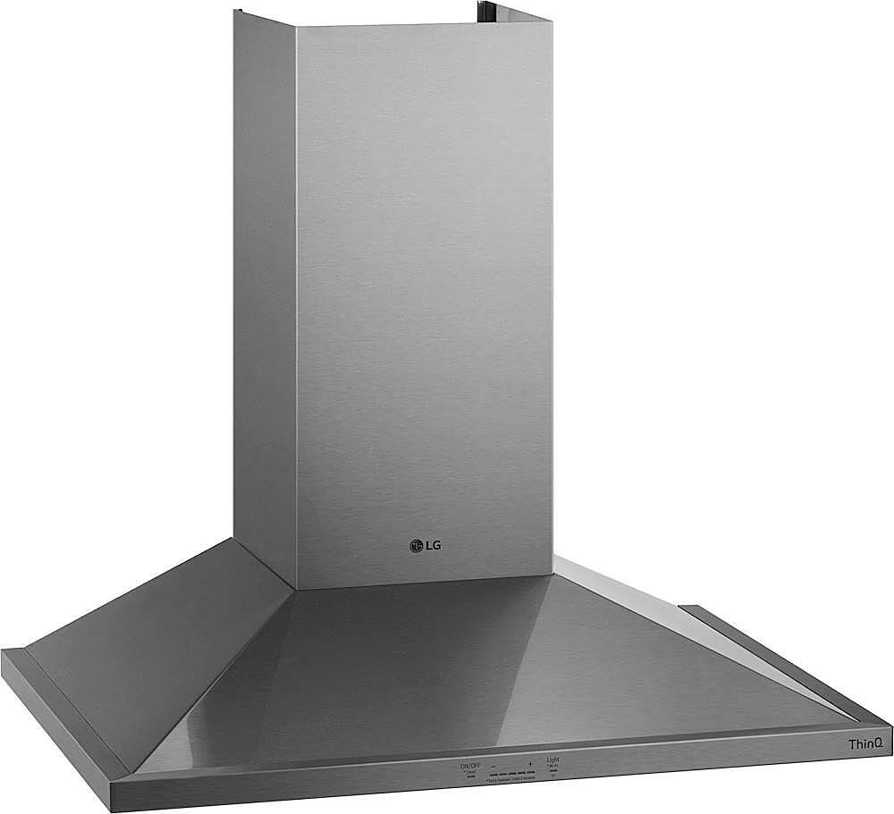 Angle. LG - 30" Convertible Smart Range Hood - Stainless steel.