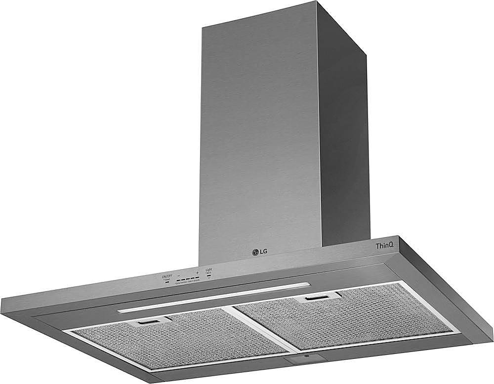 Left View: LG - 36" Convertible Range Hood with WiFi - Stainless steel