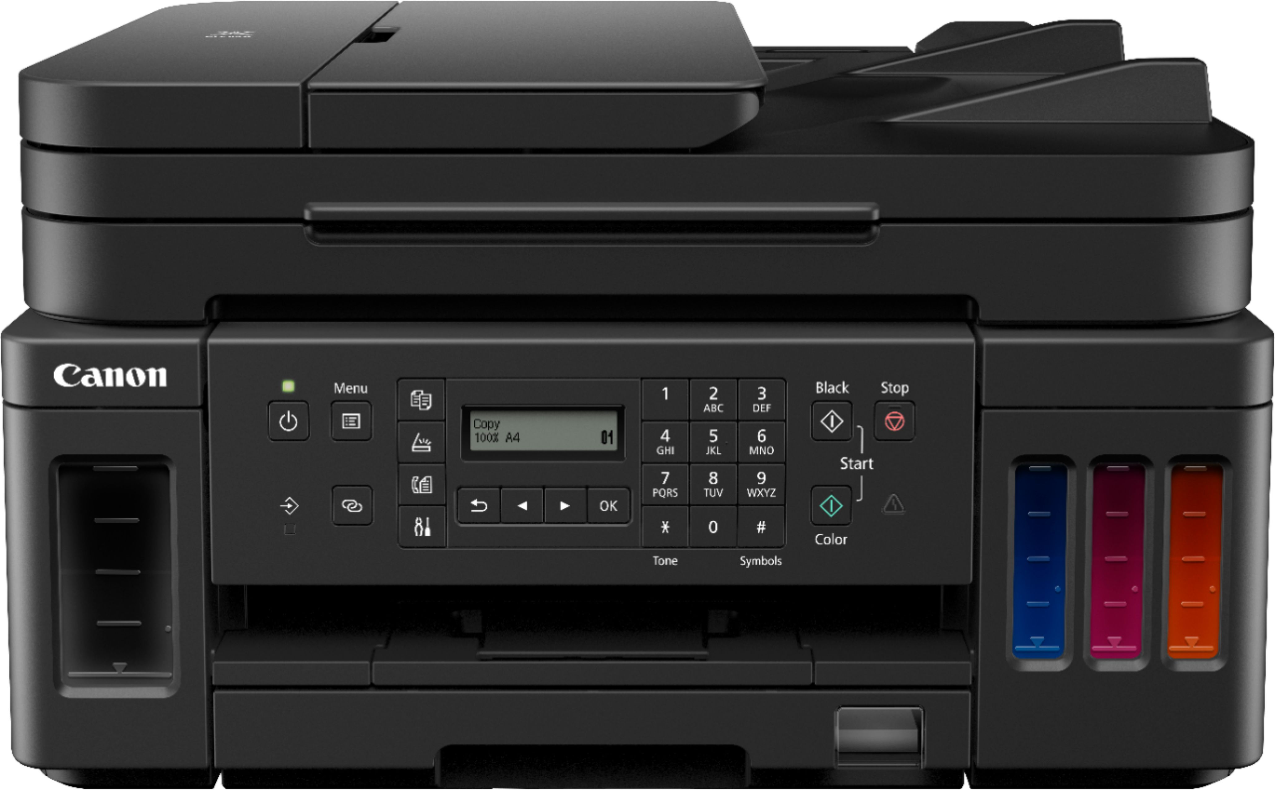 Angle View: Canon - PIXMA MegaTank G7020 Wireless All-In-One Inkjet Printer with Fax - Black