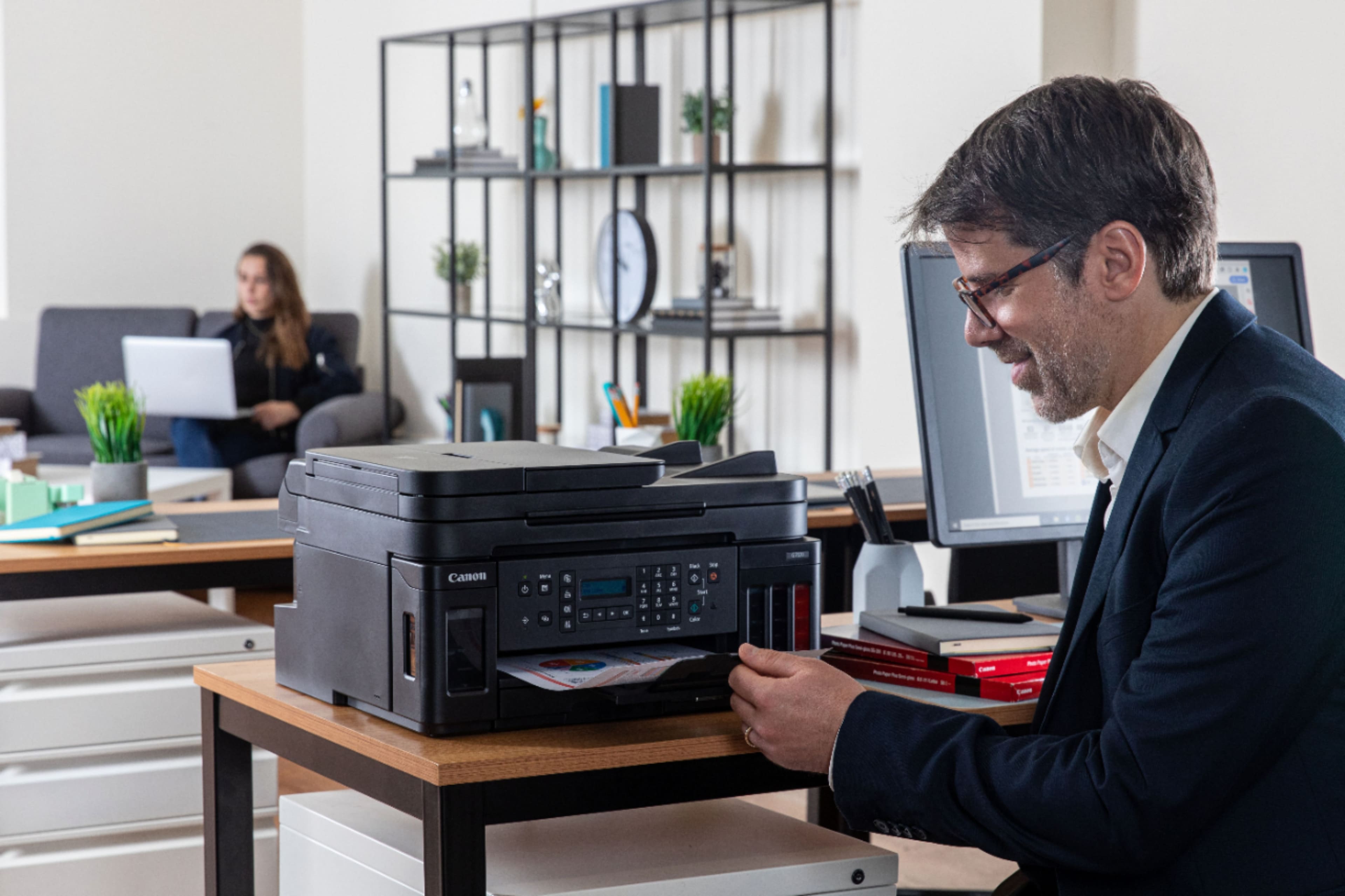 Alt View 18. Canon - PIXMA MegaTank G7020 Wireless All-In-One Inkjet Printer with Fax - Black.