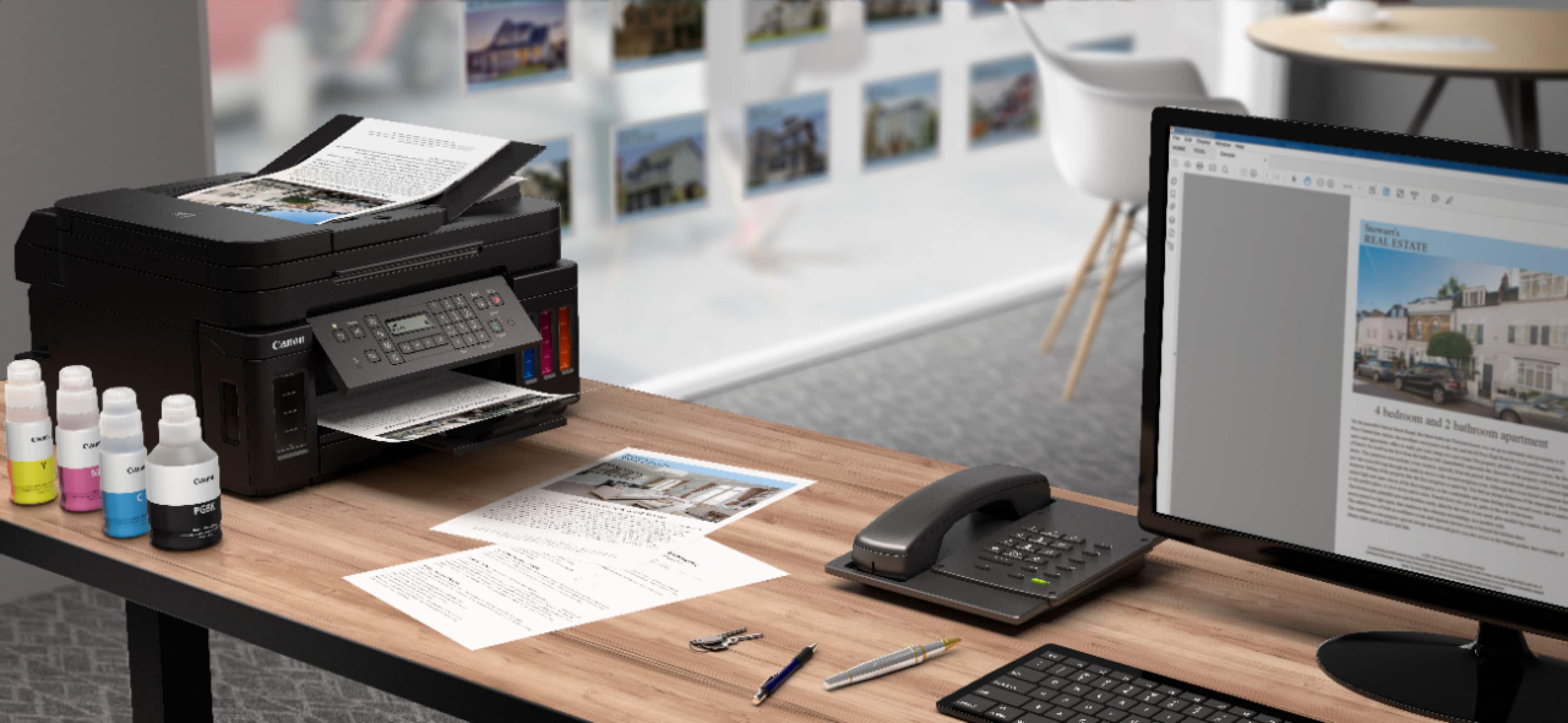 Alt View 26. Canon - PIXMA MegaTank G7020 Wireless All-In-One Inkjet Printer with Fax - Black.