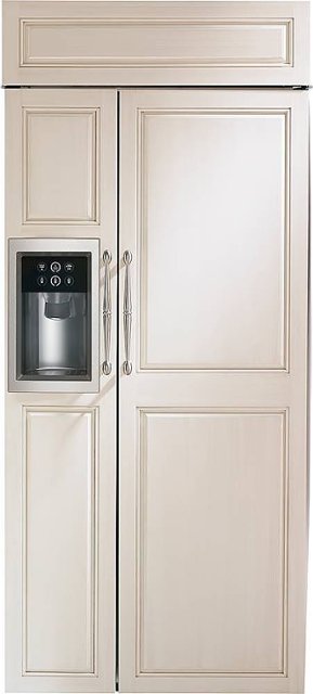 Front Zoom. Monogram - 20.2 Cu. Ft. Side-by-Side Built-In Refrigerator with Dispenser - Custom Panel Ready.