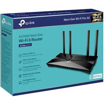 TP Link Wireless AX1500 Dual Band Wi Fi 6 Router Black Archer AX10 TP Link Wireless AX1500 Dual Band Wi Fi 6 Router Black Archer AX10