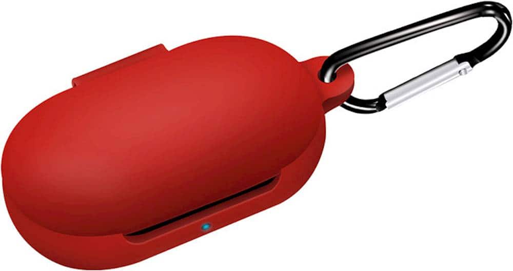 Angle. SaharaCase - Silicone Case for Samsung Galaxy Buds and Buds+ - Fire Red.