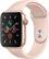 Front. Apple - Geek Squad Certified Refurbished Apple Watch Series 5 (GPS + Cellular) 44mm Gold Aluminum Case with Pink Sand Sport Band - Gold Aluminum.