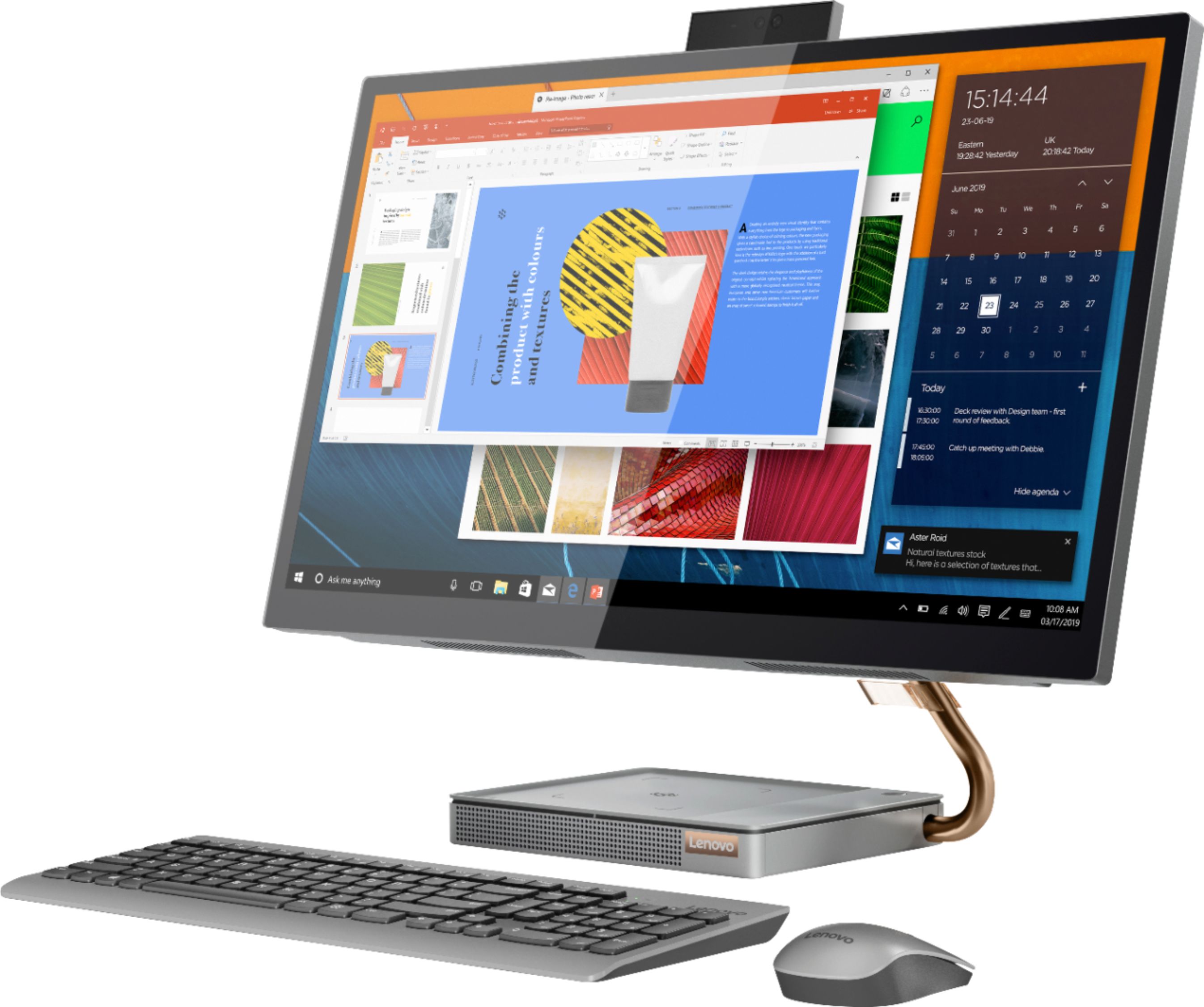 Left View: Lenovo - IdeaCentre A540-27ICB 27" Touch-Screen All-In-One - Intel Core i5 - 12GB Memory - 256GB SSD - Mineral Gray