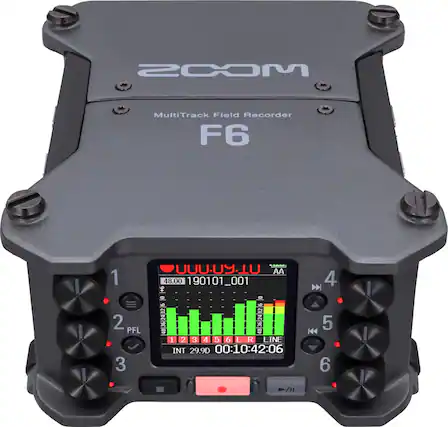 Front. Zoom - F6 Field Recorder.