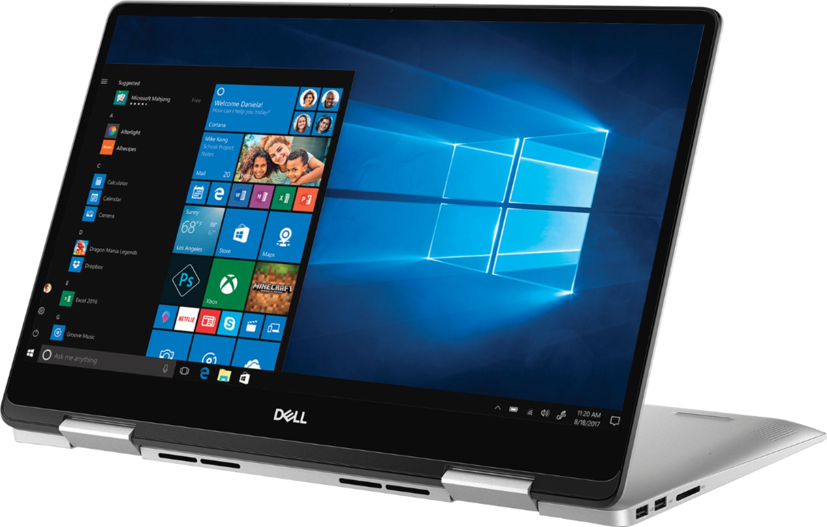 Left View: Dell - Inspiron 2-in-1 15.6" Geek Squad Certified Refurbished Touch-Screen Laptop - Intel Core i5 - 8GB Memory - 256GB SSD - Silver