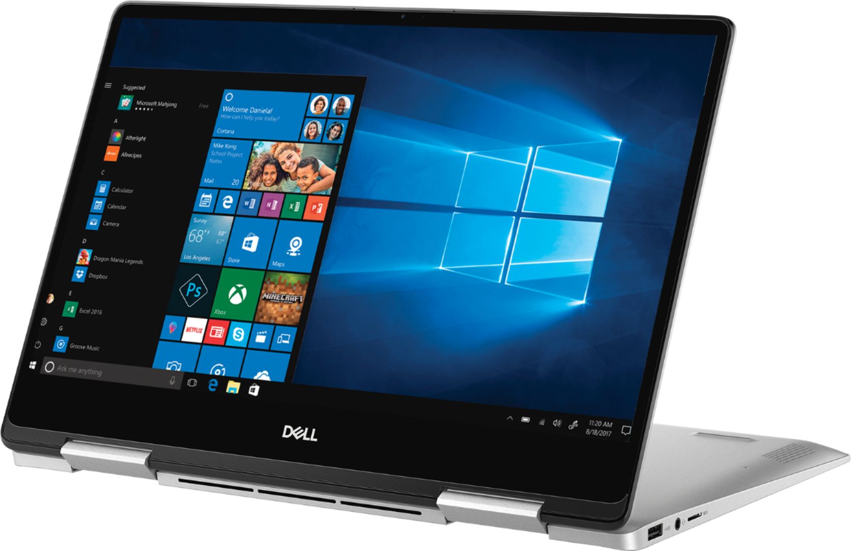 Left View: Dell - Inspiron 2-in-1 13.3" Geek Squad Certified Refurbished Touch-Screen Laptop - Intel Core i5 - 8GB Memory - 256GB SSD - Silver