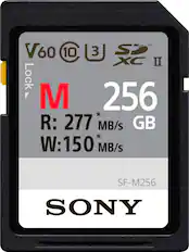 Front. Sony - SF-M Series 256GB SDXC UHS-II Memory Card - Black.