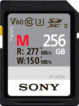 Front. Sony - SF-M Series 256GB SDXC UHS-II Memory Card - Black.
