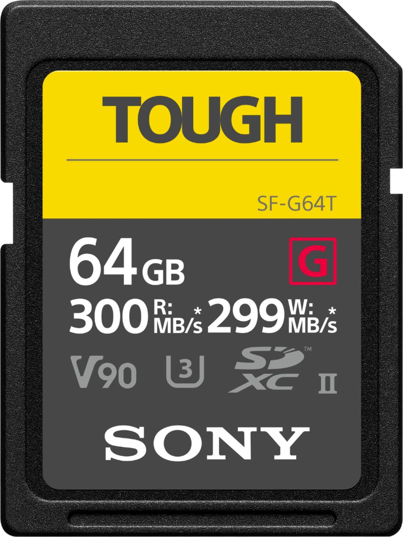 Front. Sony - TOUGH G Series - 64GB SDXC UHS-II Memory Card - Black.