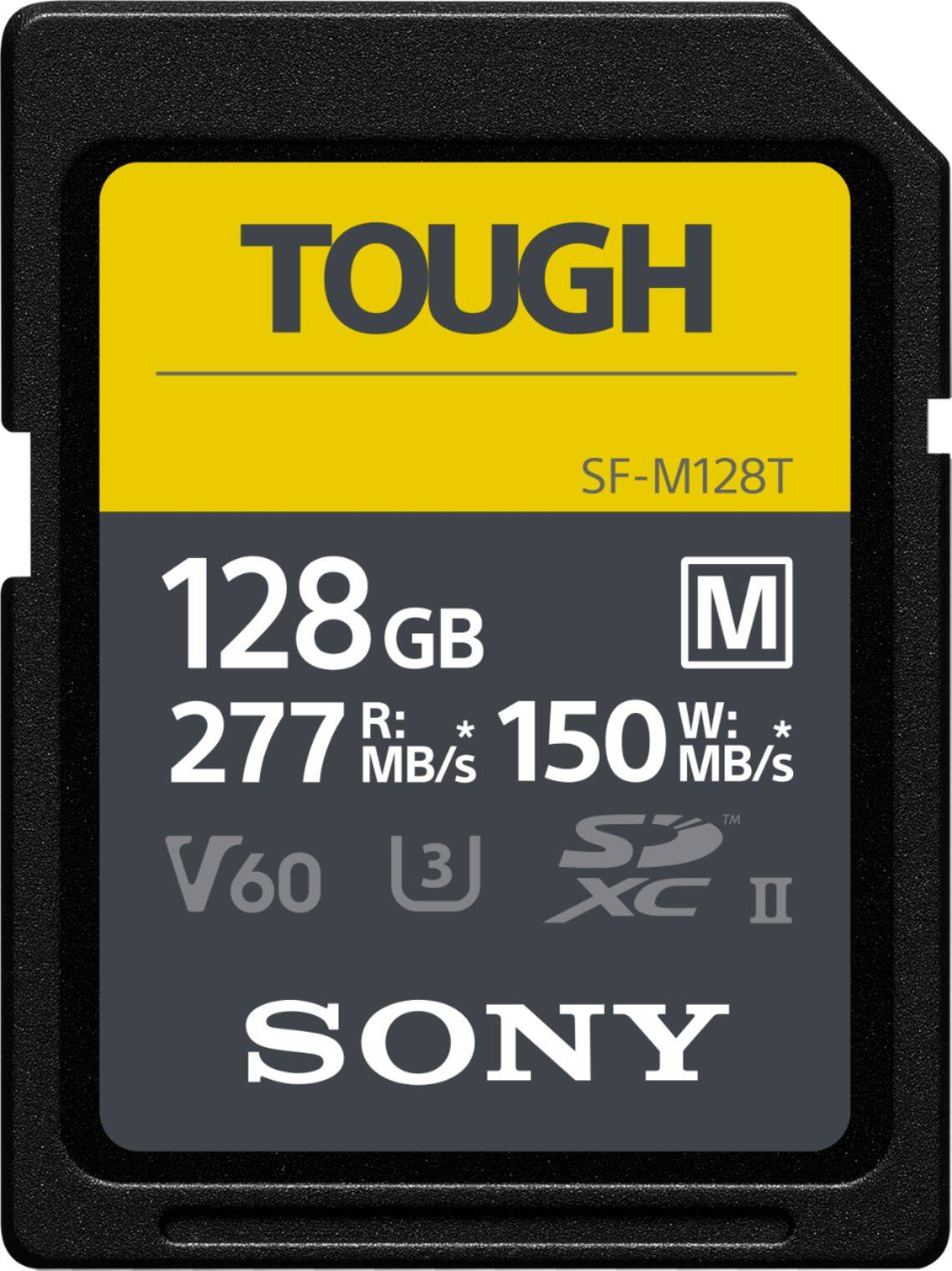 Front. Sony - TOUGH M Series - 128GB SDXC UHS-II Memory Card - Black.