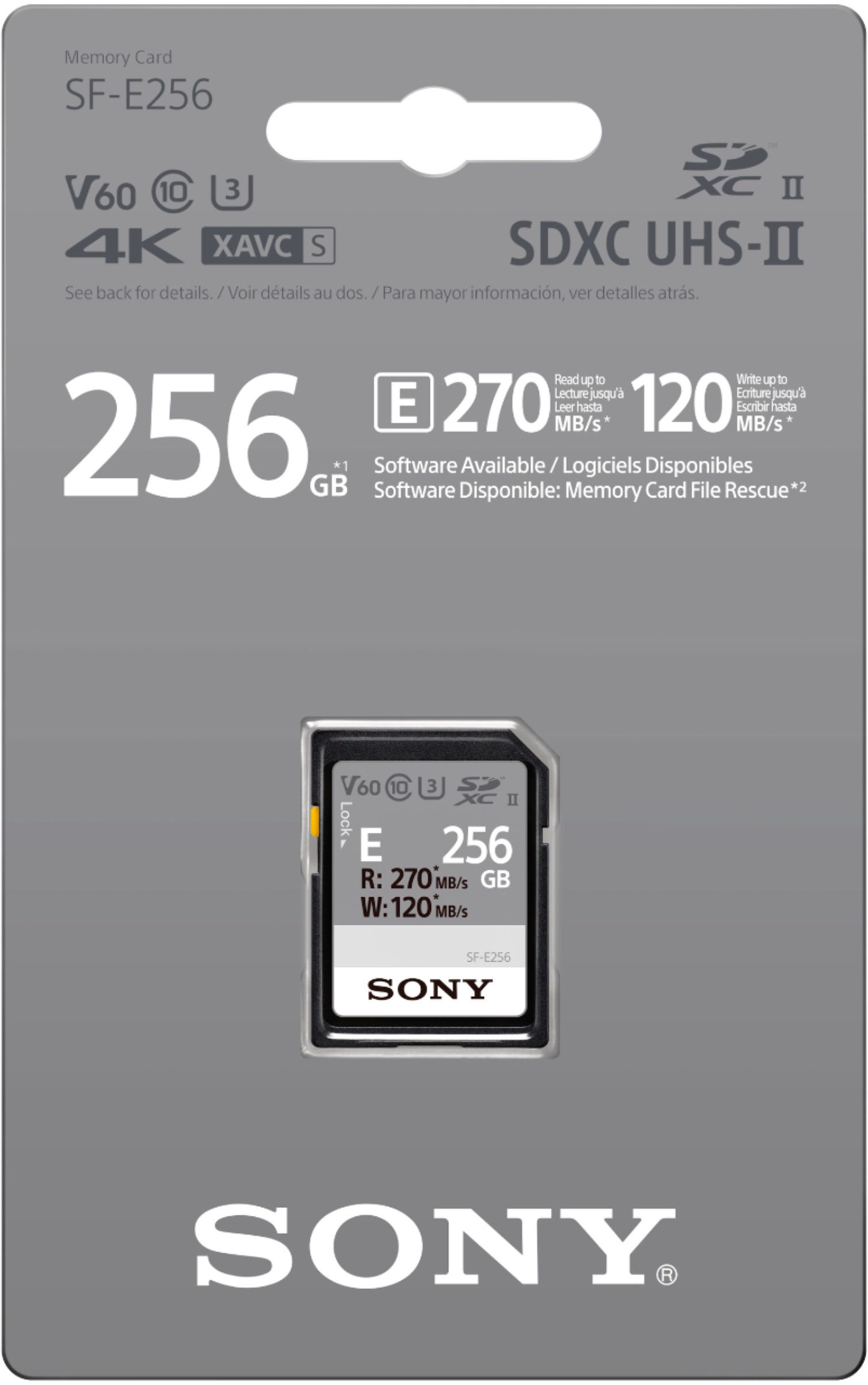 Best Buy: Sony SF-E Series 256GB SDXC UHS-II Memory Card SFE256/T1
