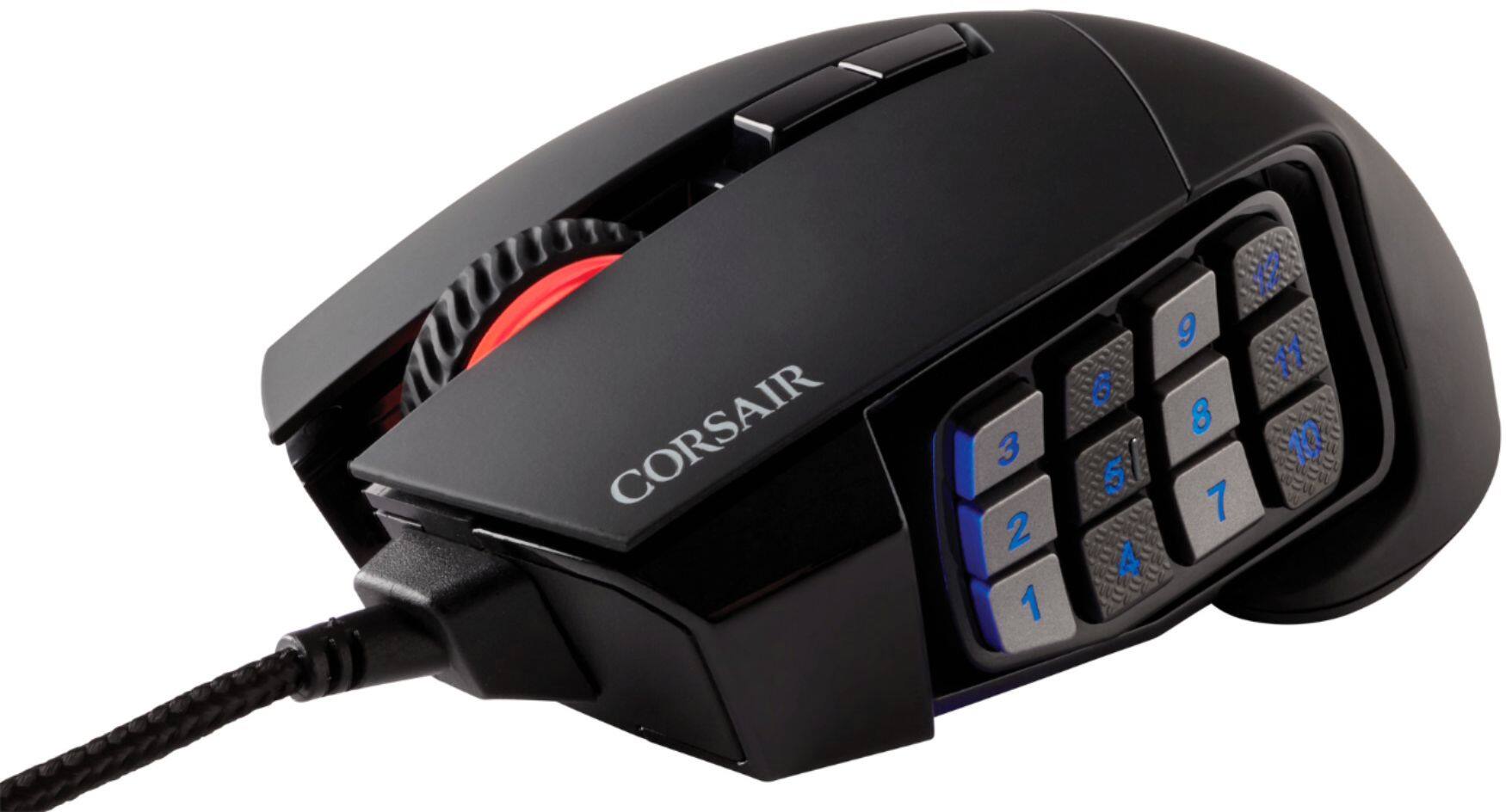 Alt View 12. CORSAIR - Scimitar RGB Elite Wired Optical Gaming Mouse with 17 Programmable Buttons - Black.