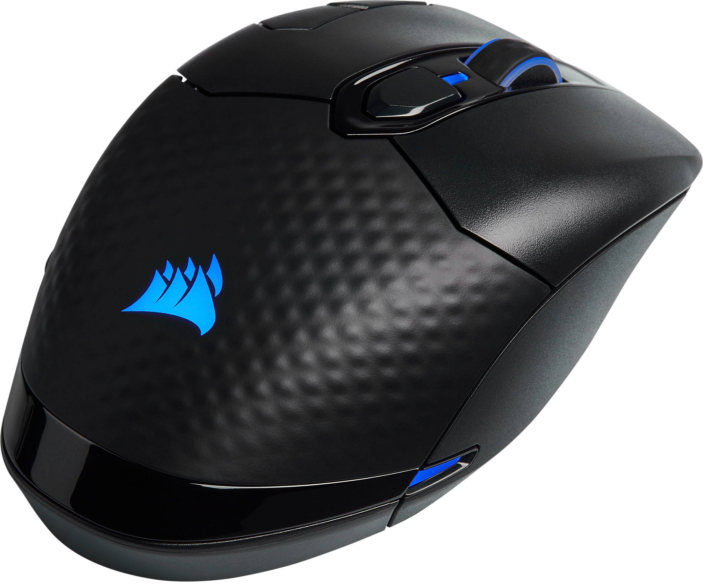 Left. CORSAIR - DARK CORE RGB PRO SE Wireless Optical Gaming Mouse with Qi Wireless Charging - Black.