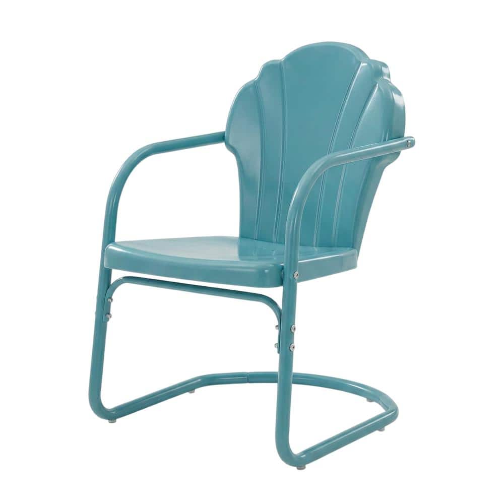 Crosley Furniture - Tulip 3Pc Retro Outdoor Bistro Set - Bistro Table & 2 Chairs - Pastel Blue Satin