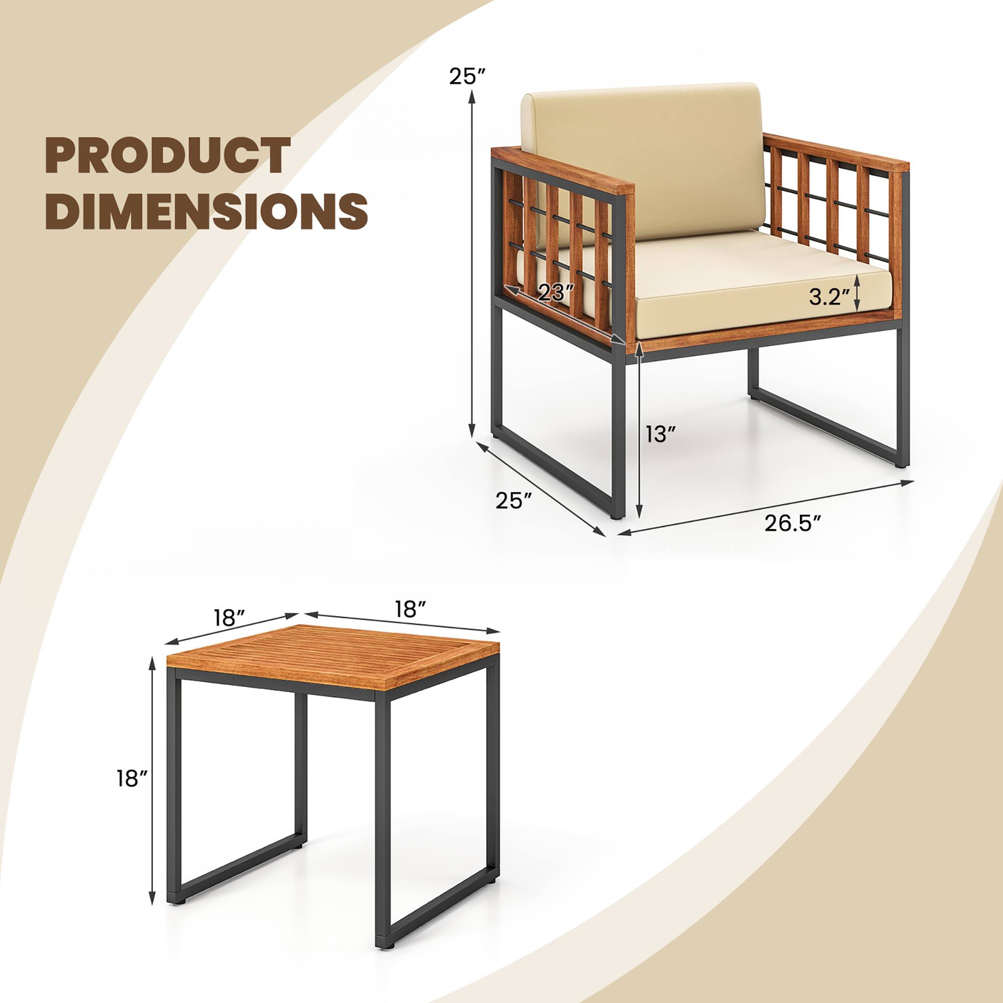 PRODUCT DIMENSIONS

- 25" (height)
- 23" (width)
- 3.2" (depth)
- 13" (depth)
- 25" (height)
- 26.5" (width)
- 18" (width)
- 18" (depth)
- 18" (height)