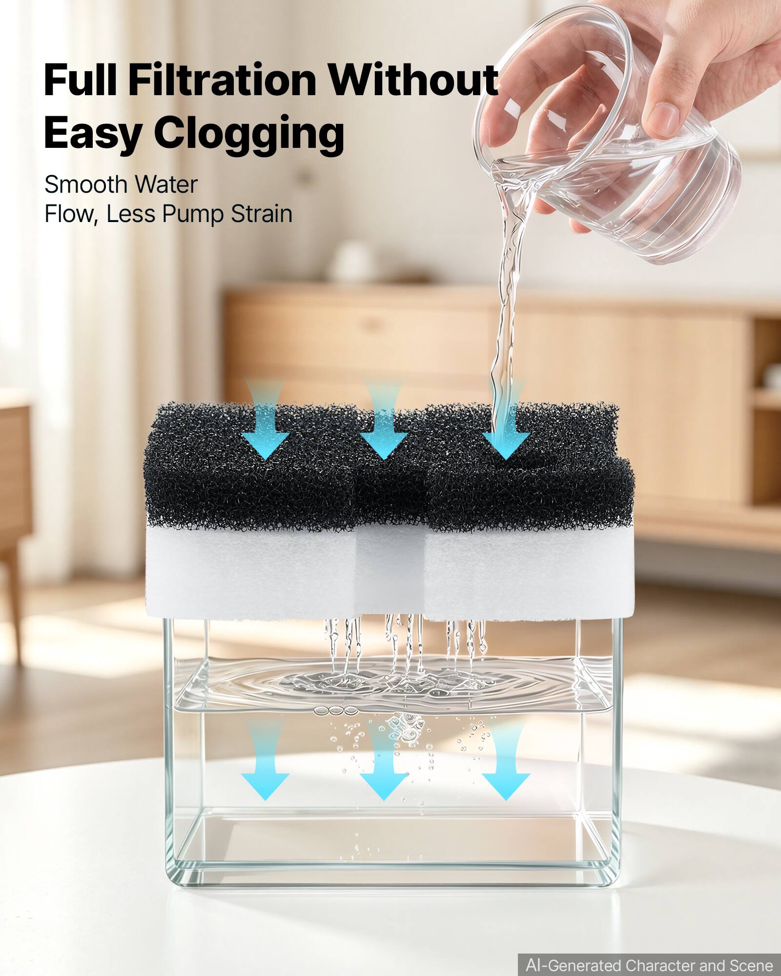 Full Filtration Without Easy Clogging  
Smooth Water Flow, Less Pump Strain
