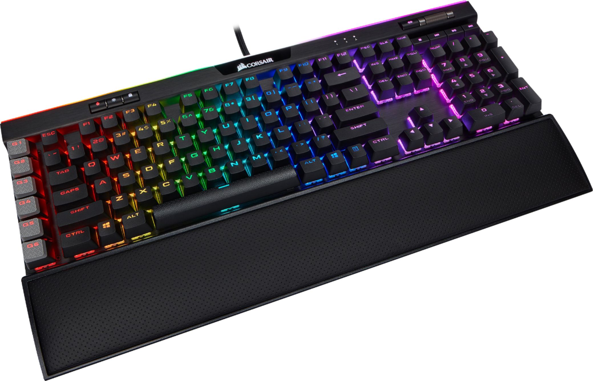 Angle View: CORSAIR - K95 RGB PLATINUM XT Full-size Wired Mechanical Cherry MX Speed Linear Switch Gaming Keyboard - Black