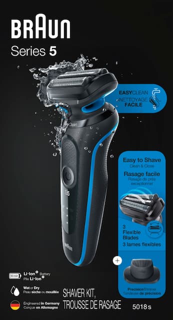 Braun Series 5 EasyClean Wet/Dry Electric Shaver Blue 5018S