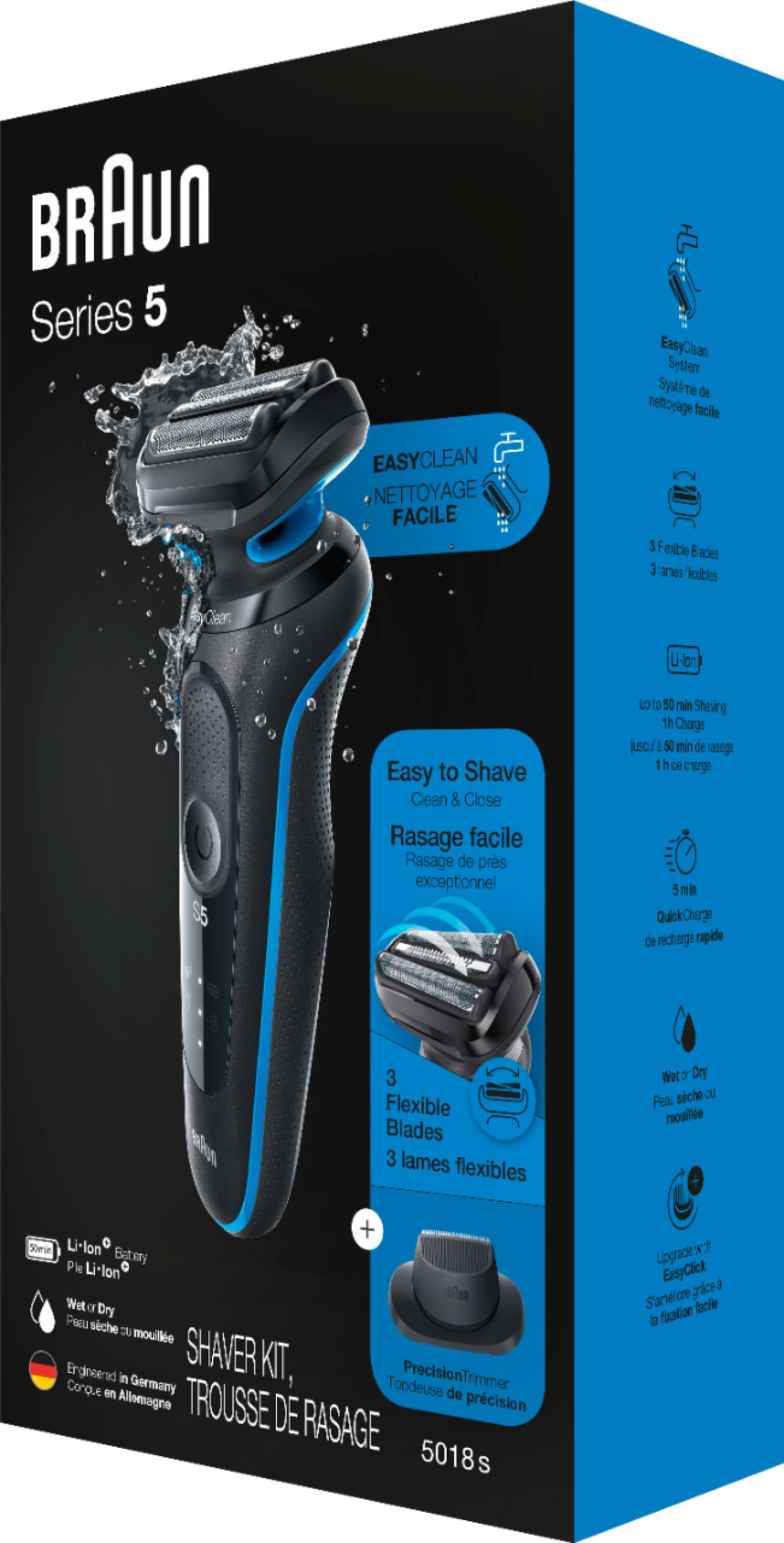 Braun Series 5 EasyClean Wet/Dry Electric Shaver Blue 5018S - Best Buy